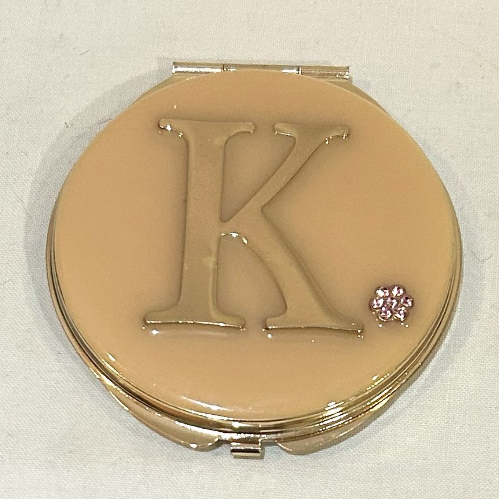 Pink Sky Monogrammed K Compact Mirror